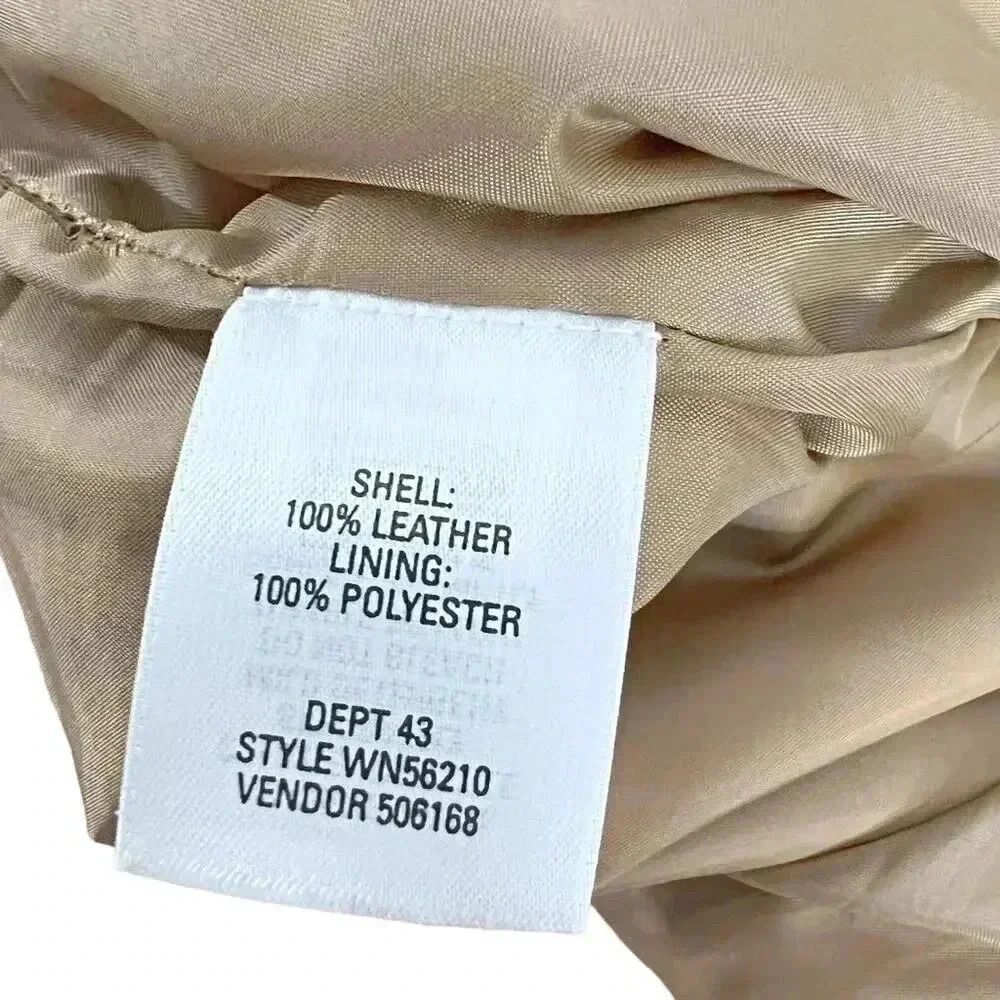 Nordstrom Vintage Tan Suede Leather Straight Leg Pants Women's Size 14 - Picture 7 of 8